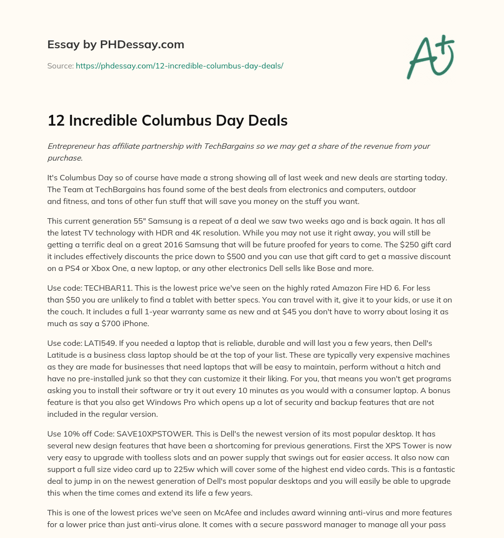 12 Incredible Columbus Day Deals essay