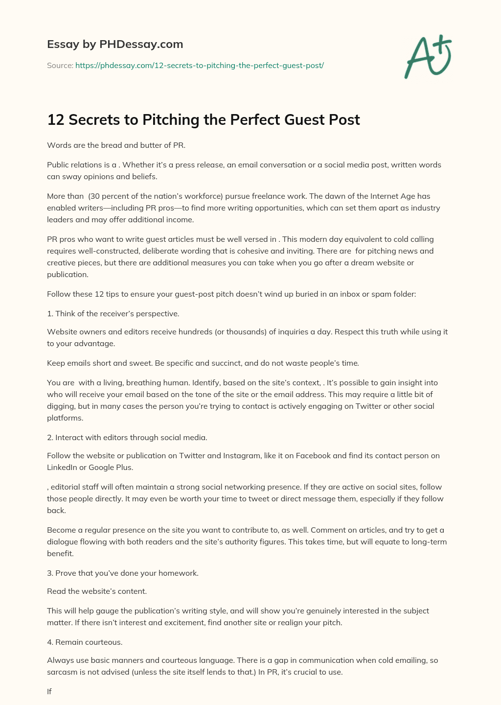 12 Secrets to Pitching the Perfect Guest Post essay