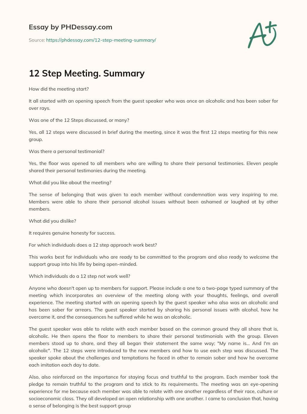 essay about business meeting