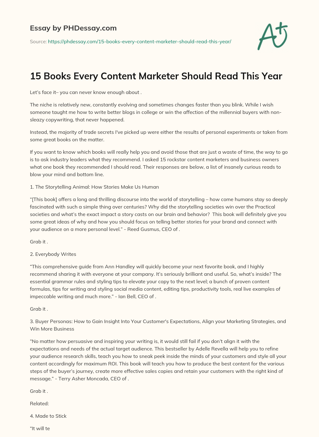 15 Books Every Content Marketer Should Read This Year essay