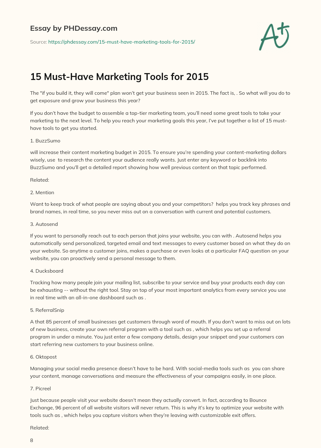 15 Must-Have Marketing Tools for 2015 essay