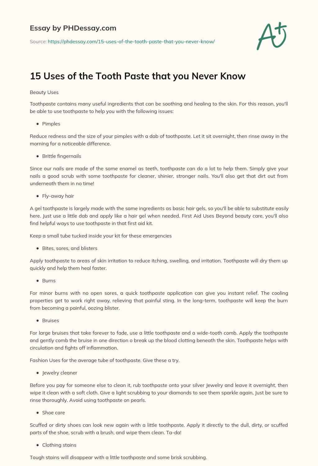 15 Uses of the Tooth Paste that you Never Know essay