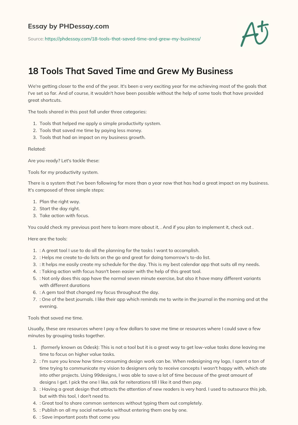18 Tools That Saved Time and Grew My Business essay
