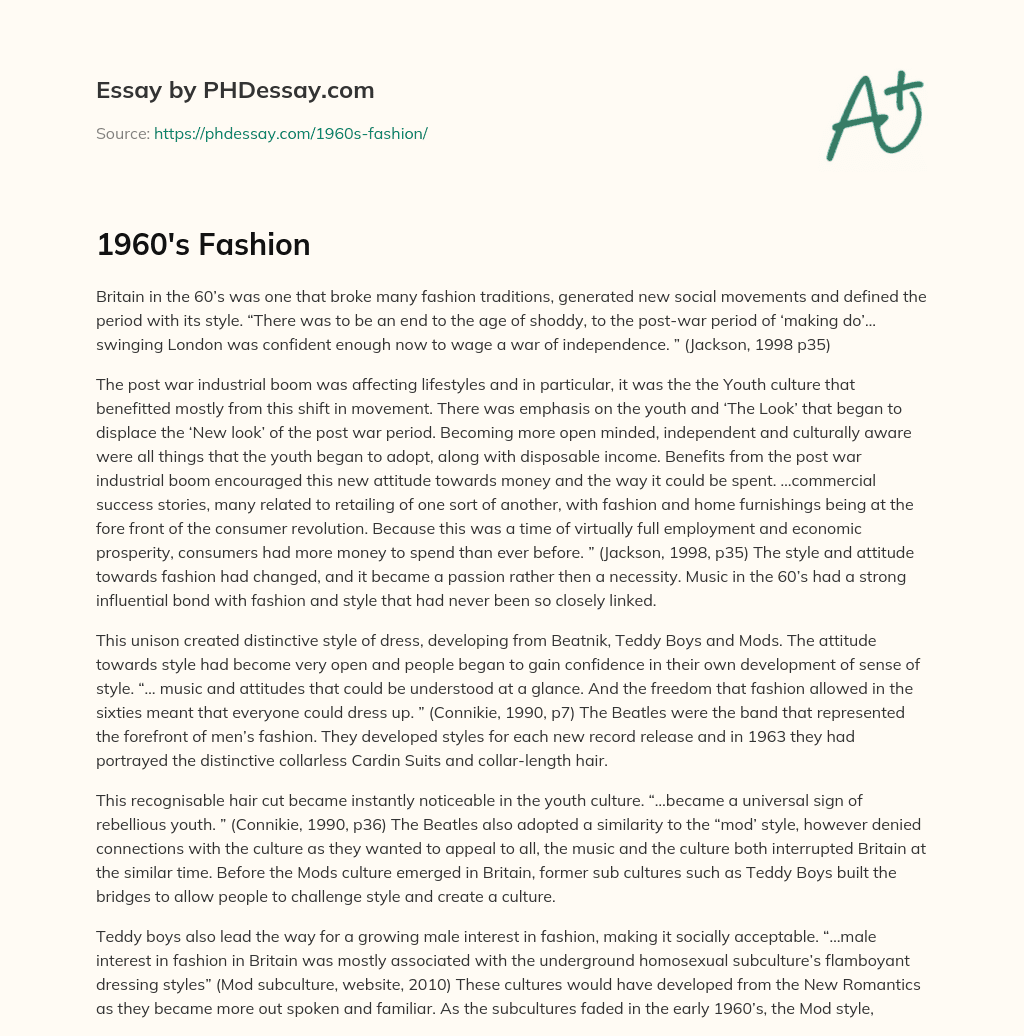 1960’s Fashion essay