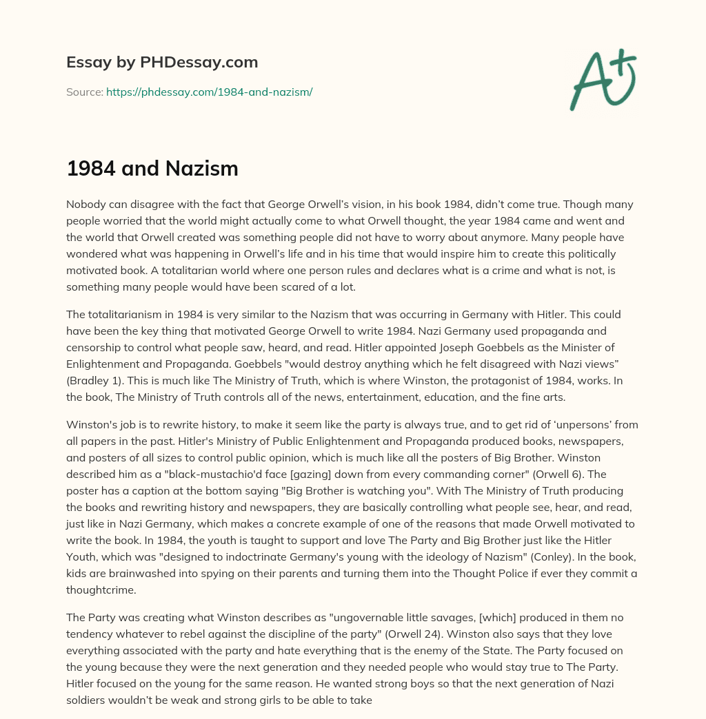 1984 and Nazism essay