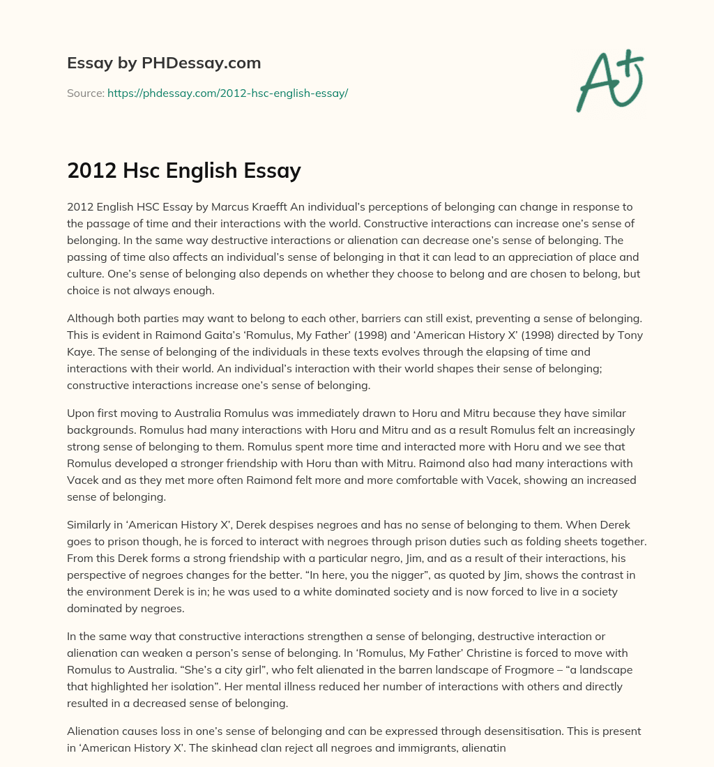 Perceptions of Belonging: How Time and Interactions Shape Our Sense of Belonging essay