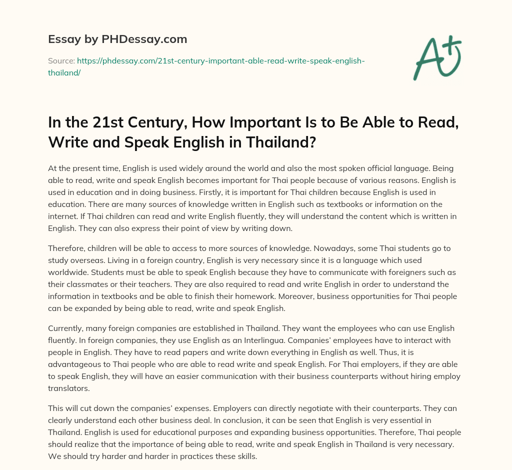 In the 21st Century, How Important Is to Be Able to Read, Write and