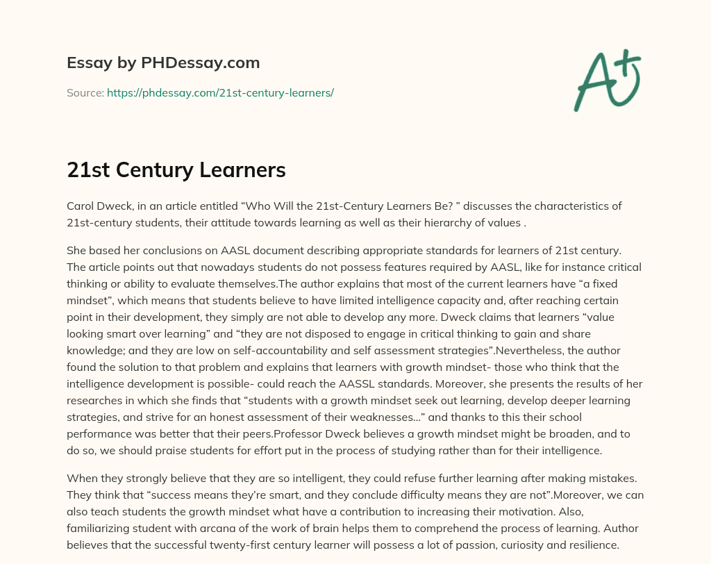 characteristics of 21st century learners essay