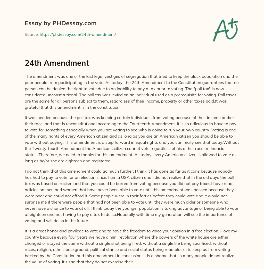 24th Amendment essay