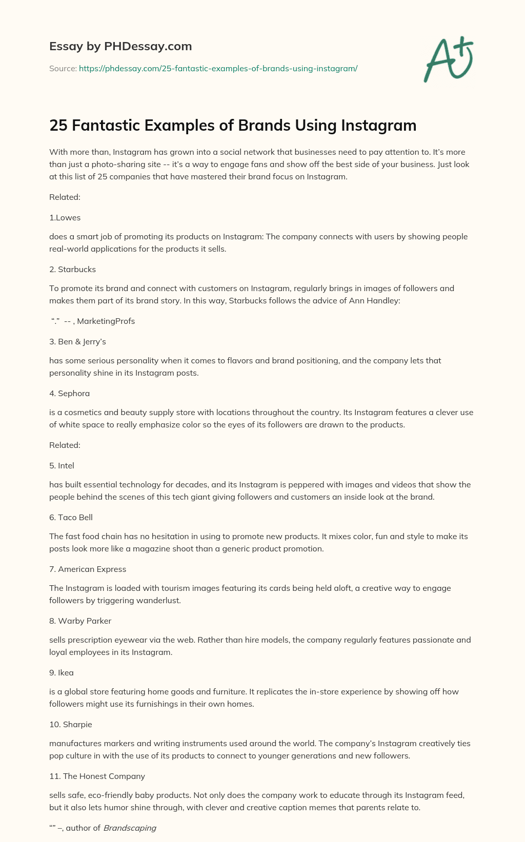 25 Fantastic Examples of Brands Using Instagram essay