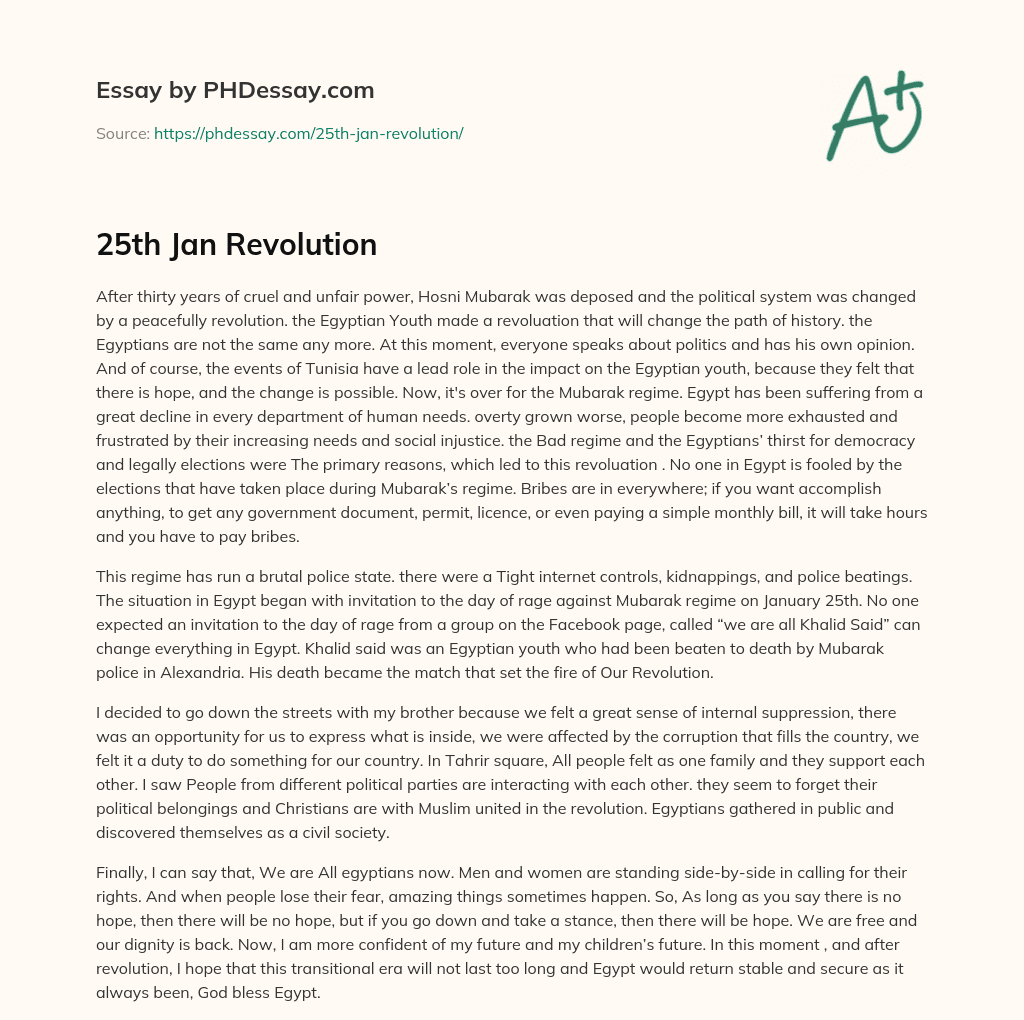25th Jan Revolution essay