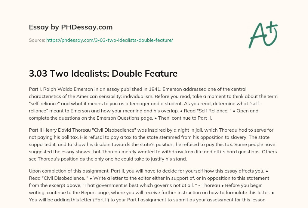 3.03 Two Idealists: Double Feature essay
