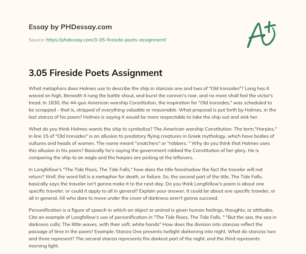 3.05 Fireside Poets Assignment essay