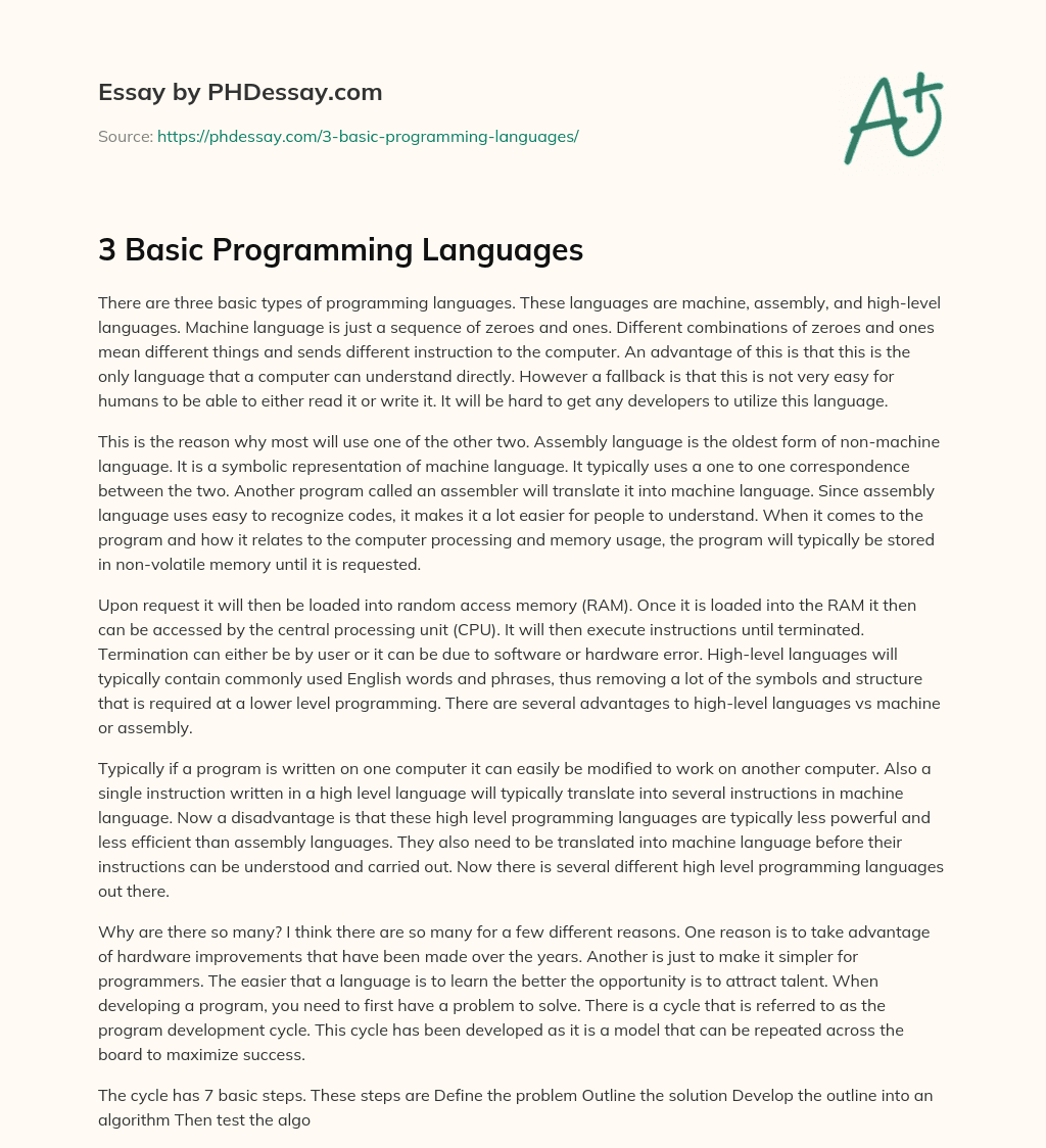 write an essay on programming language