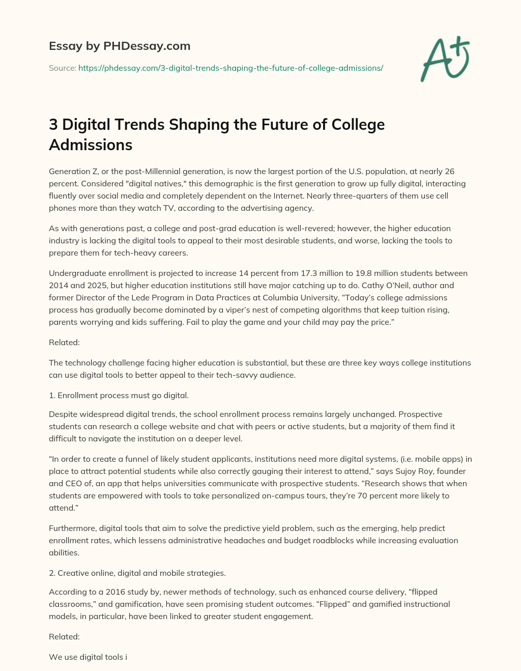 3 Digital Trends Shaping the Future of College Admissions essay