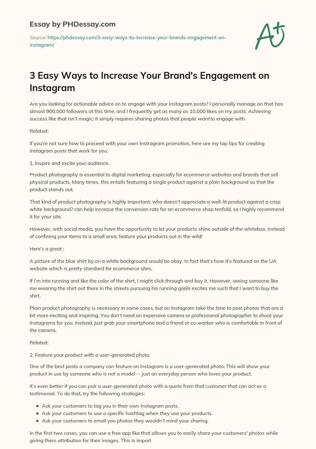 3 Easy Ways to Increase Your Brand’s Engagement on Instagram essay