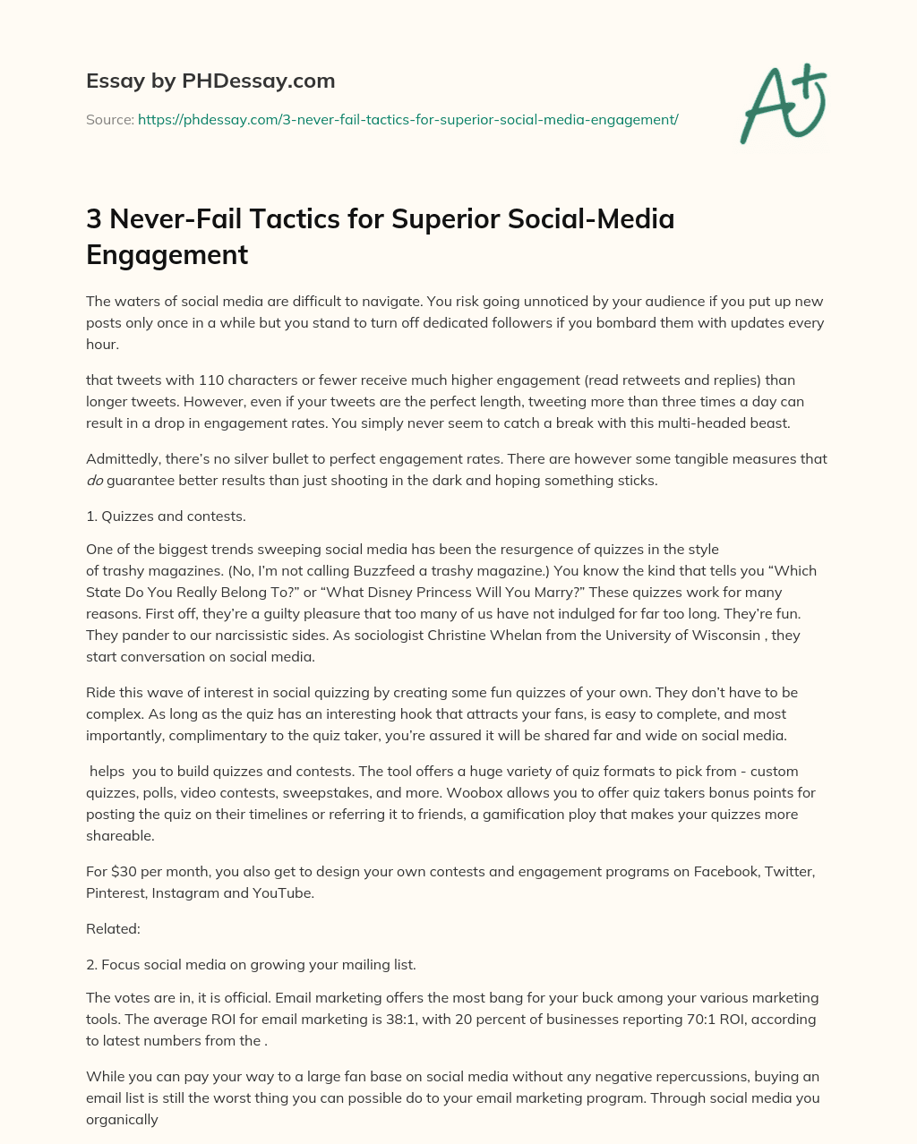 3 Never-Fail Tactics for Superior Social-Media Engagement essay
