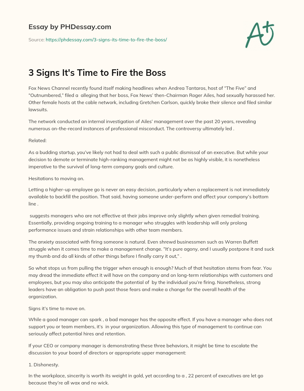 3 Signs It’s Time to Fire the Boss essay