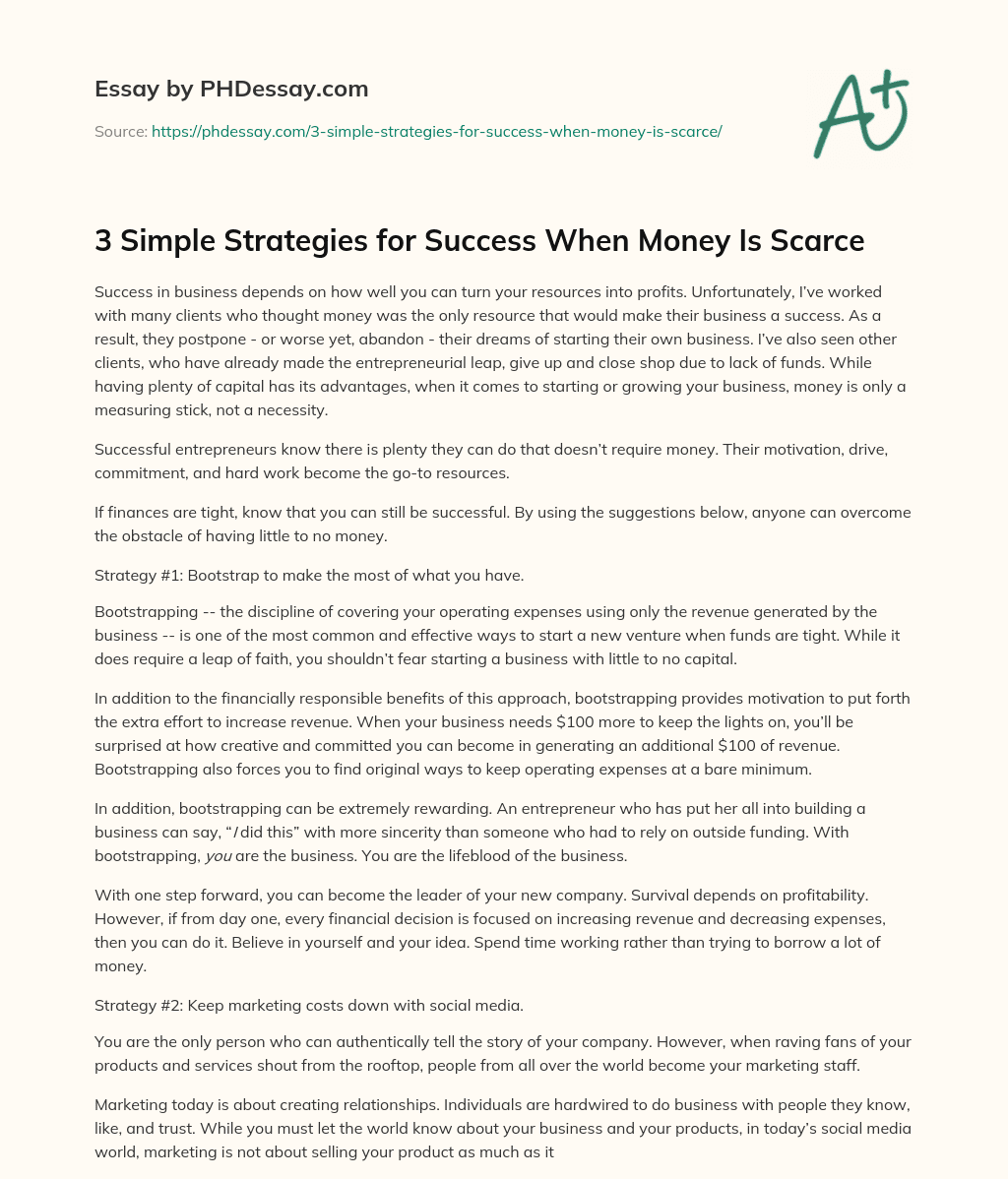success beyond money essay