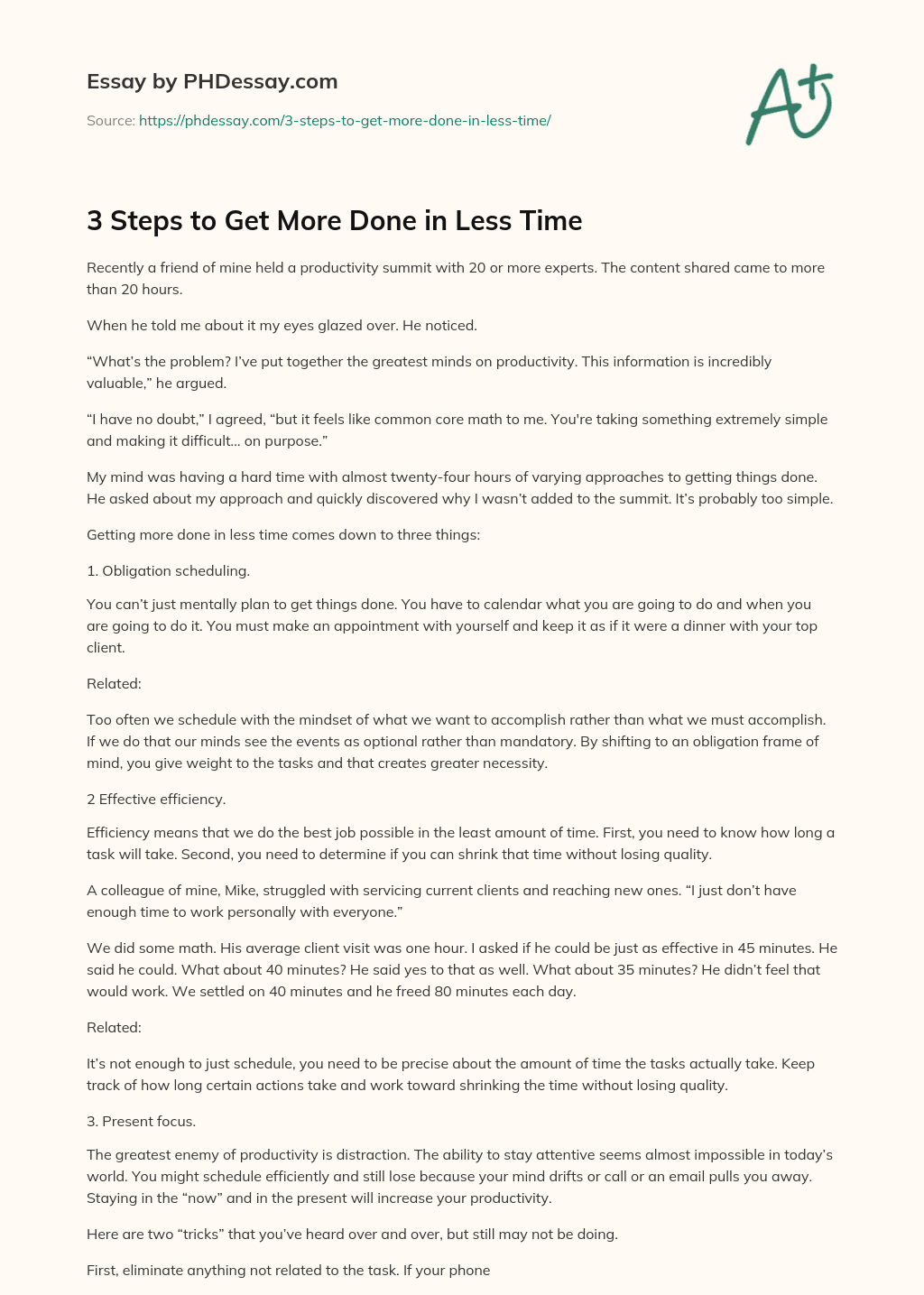 3 Steps to Get More Done in Less Time essay