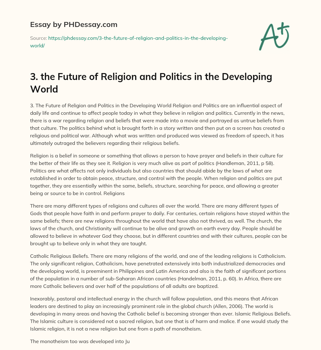 3. the Future of Religion and Politics in the Developing World essay
