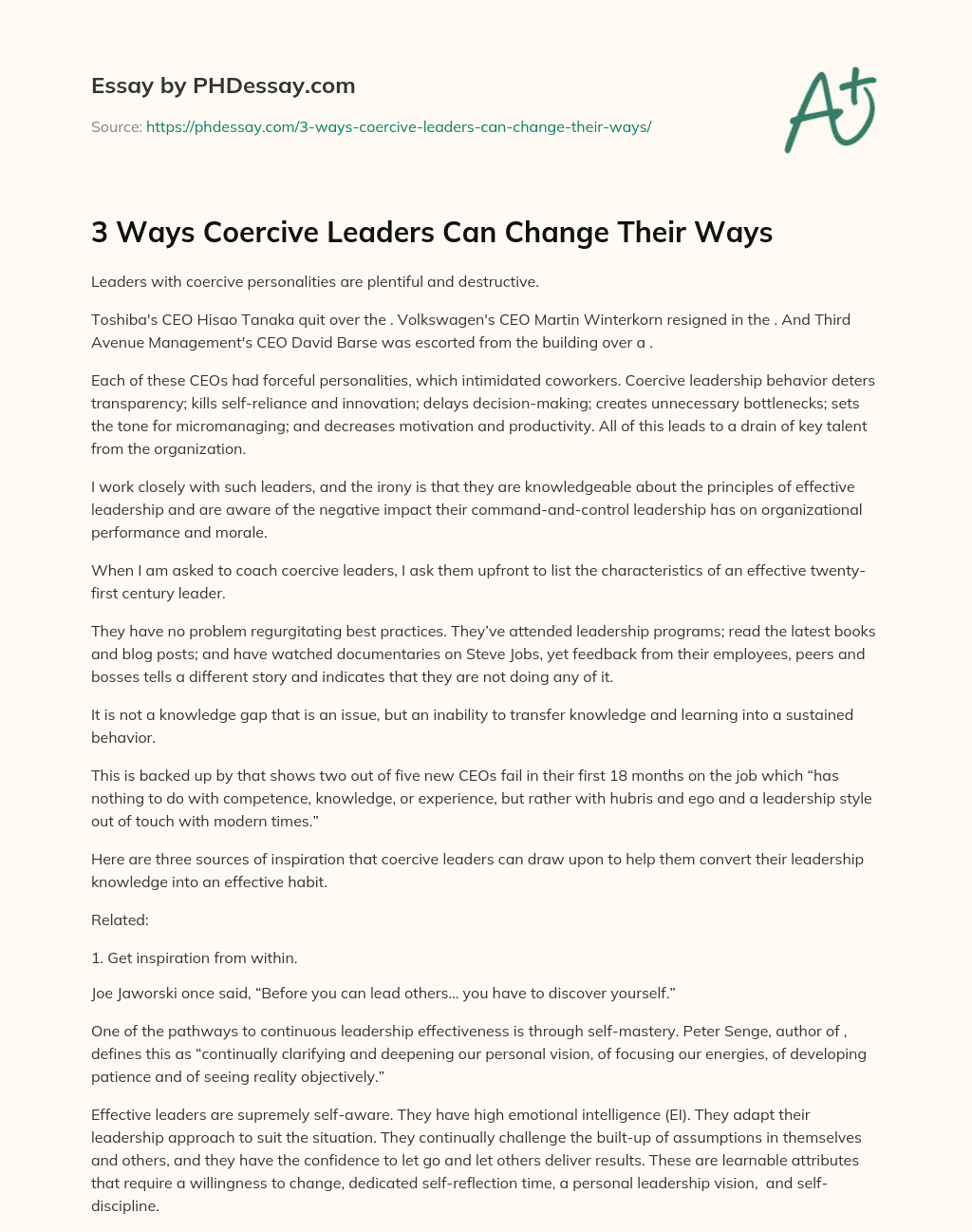 3 Ways Coercive Leaders Can Change Their Ways essay