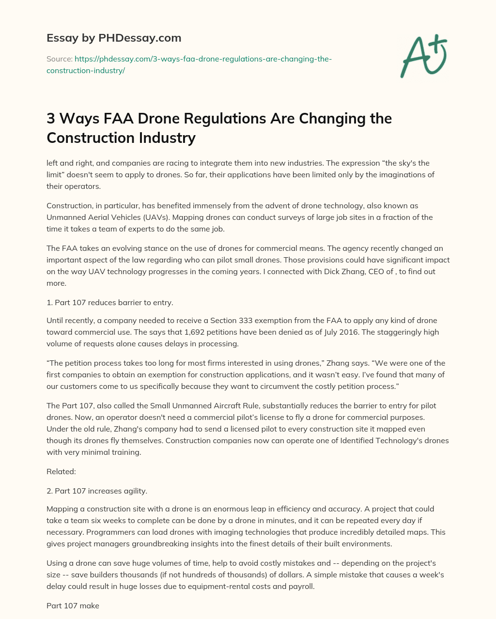 3 Ways FAA Drone Regulations Are Changing the Construction Industry essay