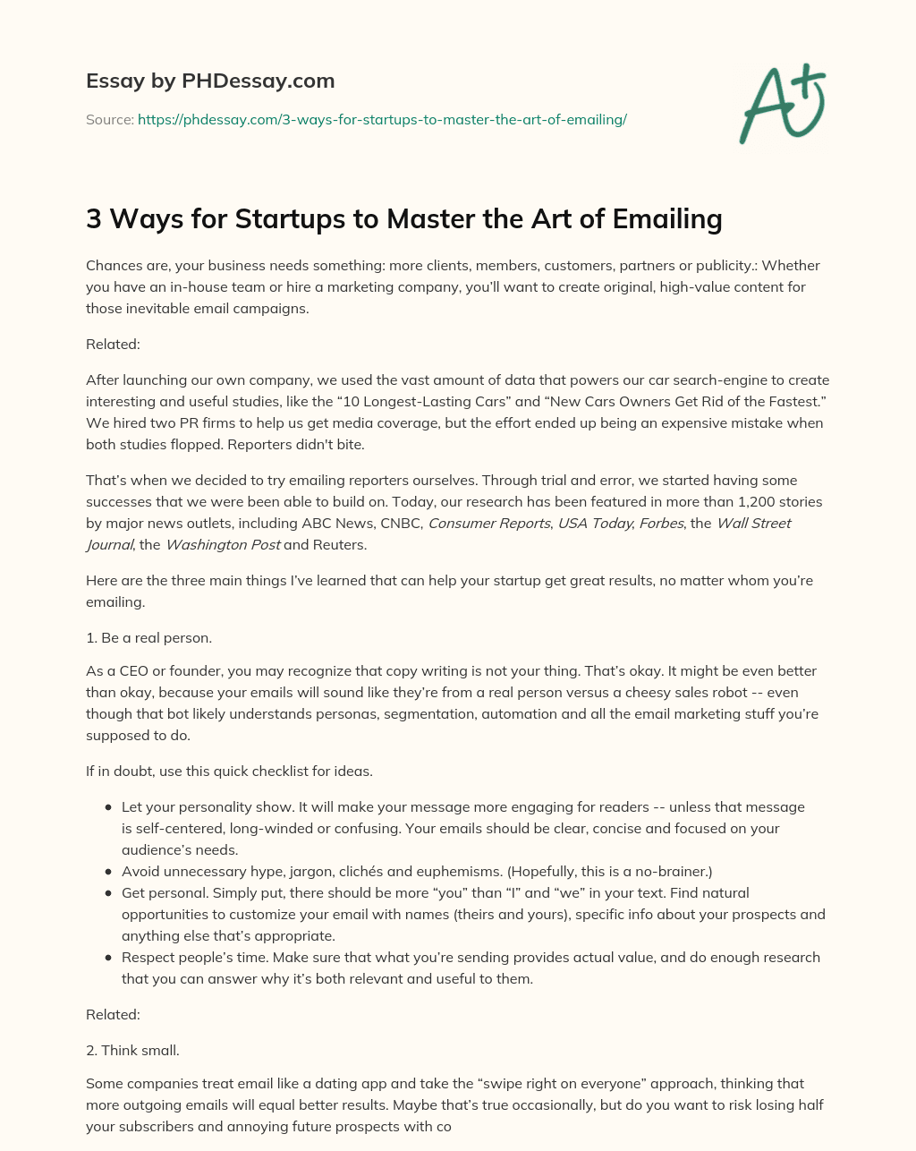 3 Ways for Startups to Master the Art of Emailing essay