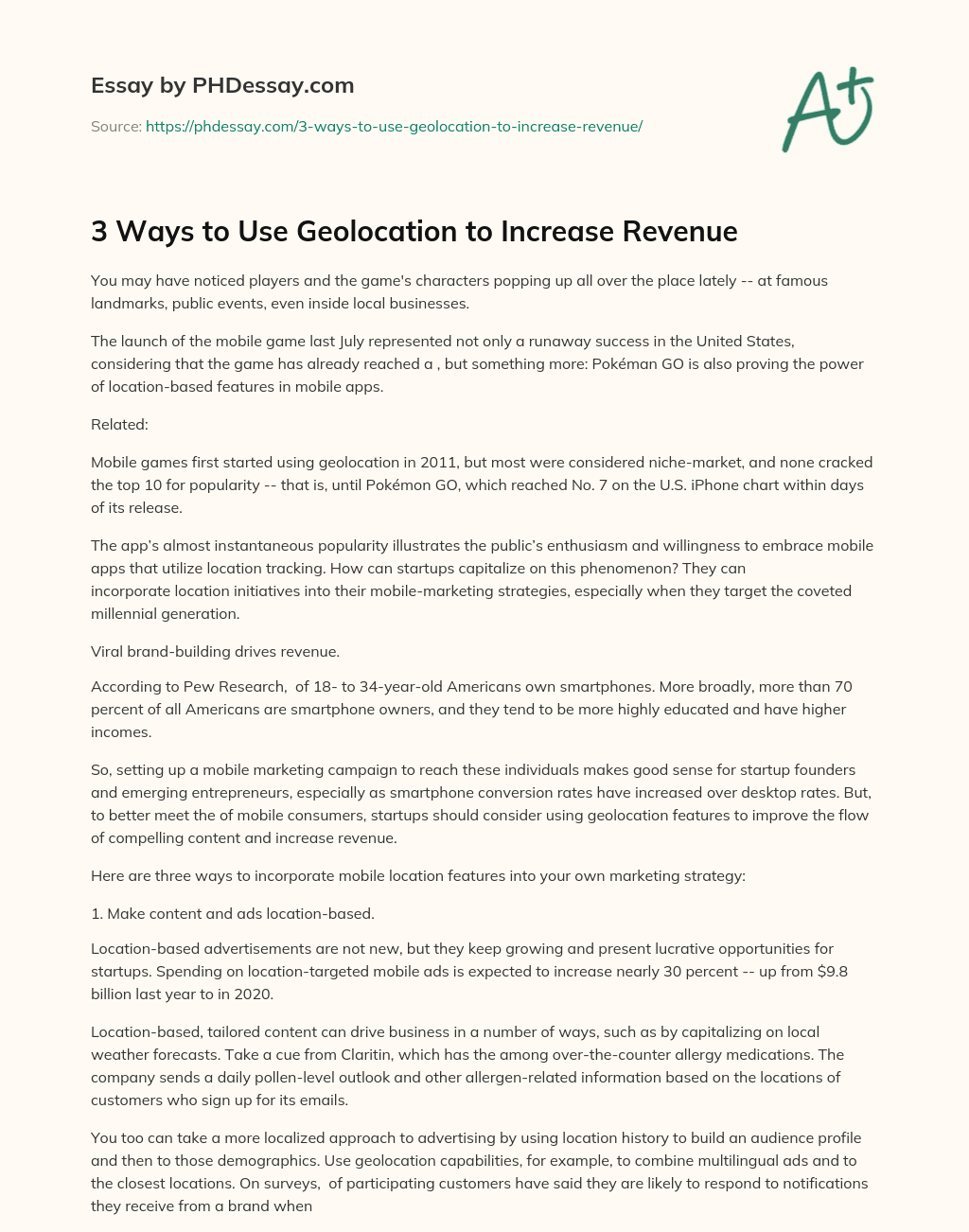 3 Ways to Use Geolocation to Increase Revenue essay