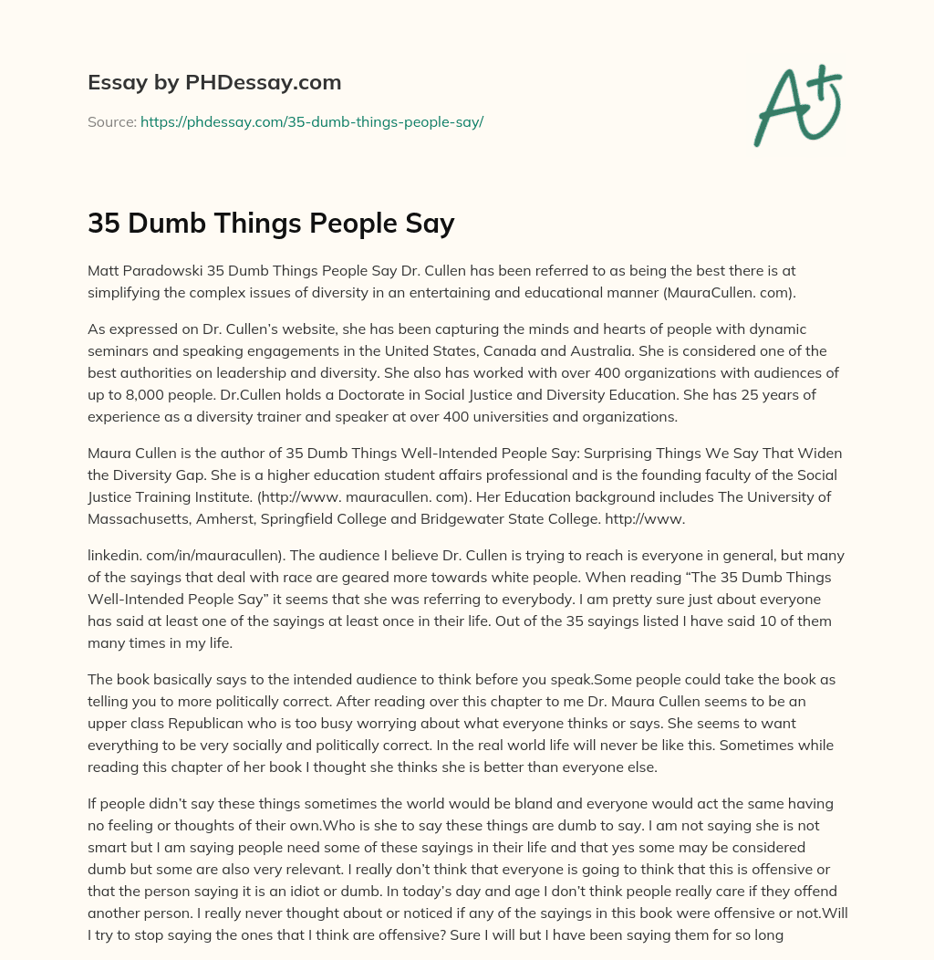 35 Dumb Things People Say essay