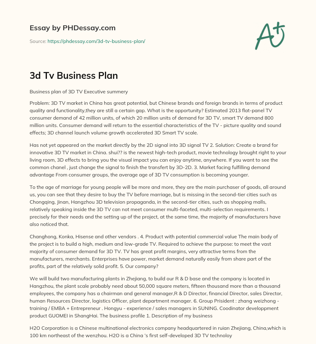 tv business plan