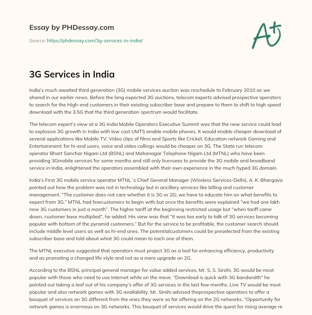 3G Services in India essay