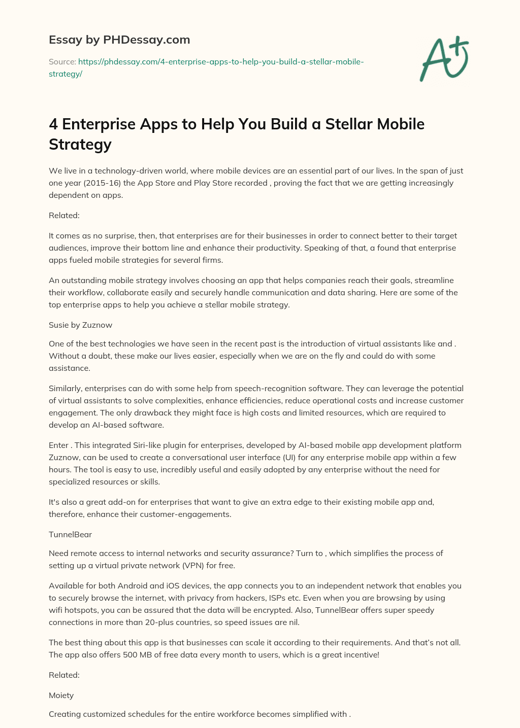 4 Enterprise Apps to Help You Build a Stellar Mobile Strategy essay