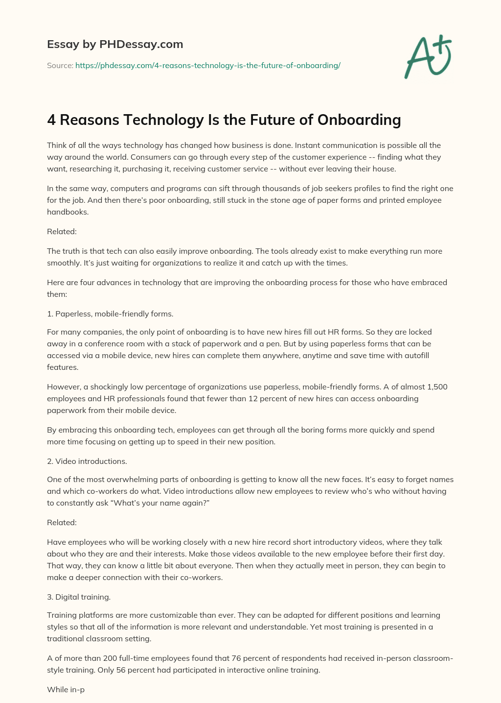4 Reasons Technology Is the Future of Onboarding essay