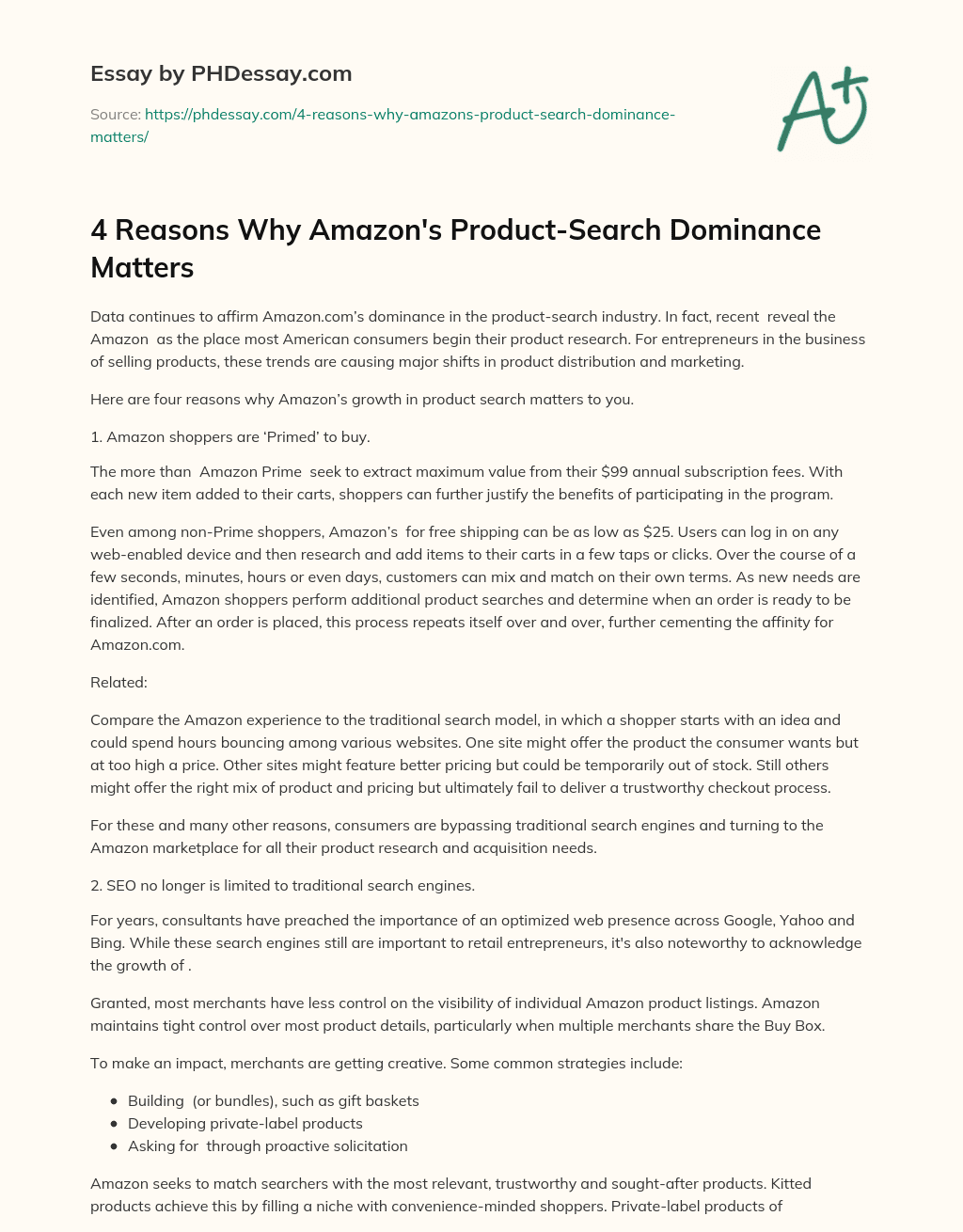4 Reasons Why Amazon’s Product-Search Dominance Matters essay