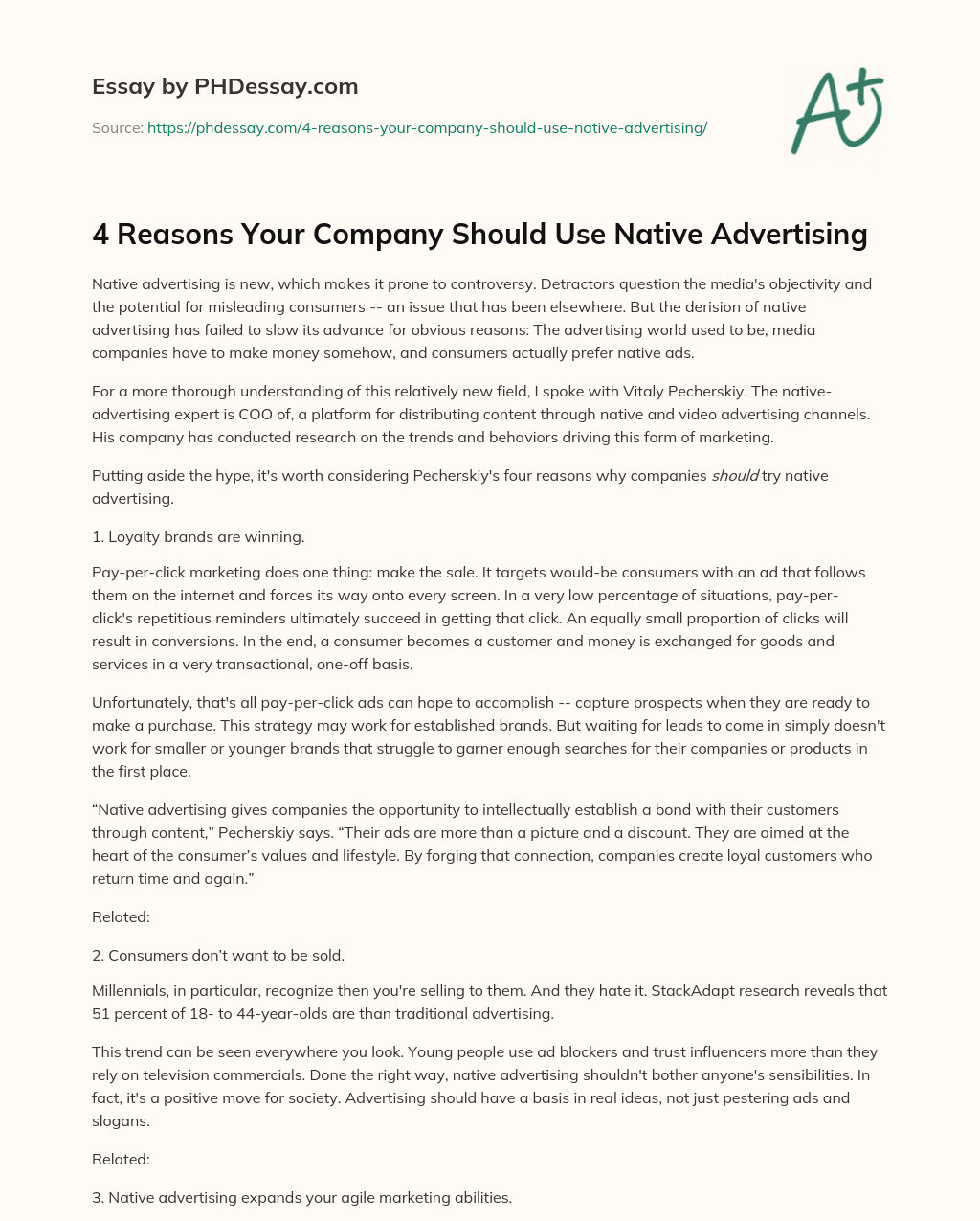 4 Reasons Your Company Should Use Native Advertising essay
