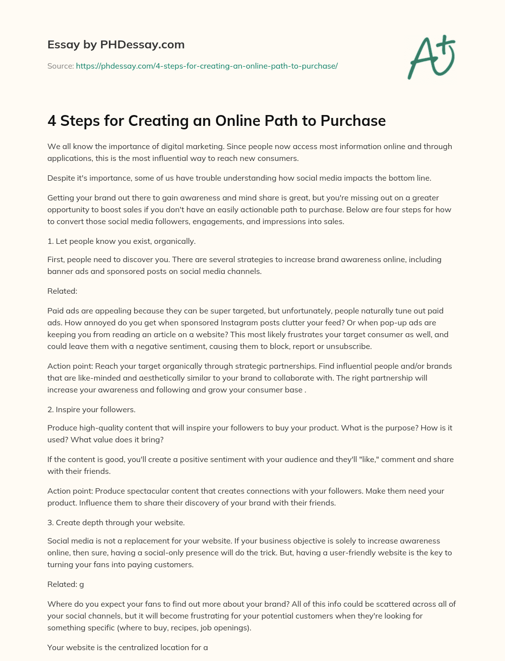 4 Steps for Creating an Online Path to Purchase essay