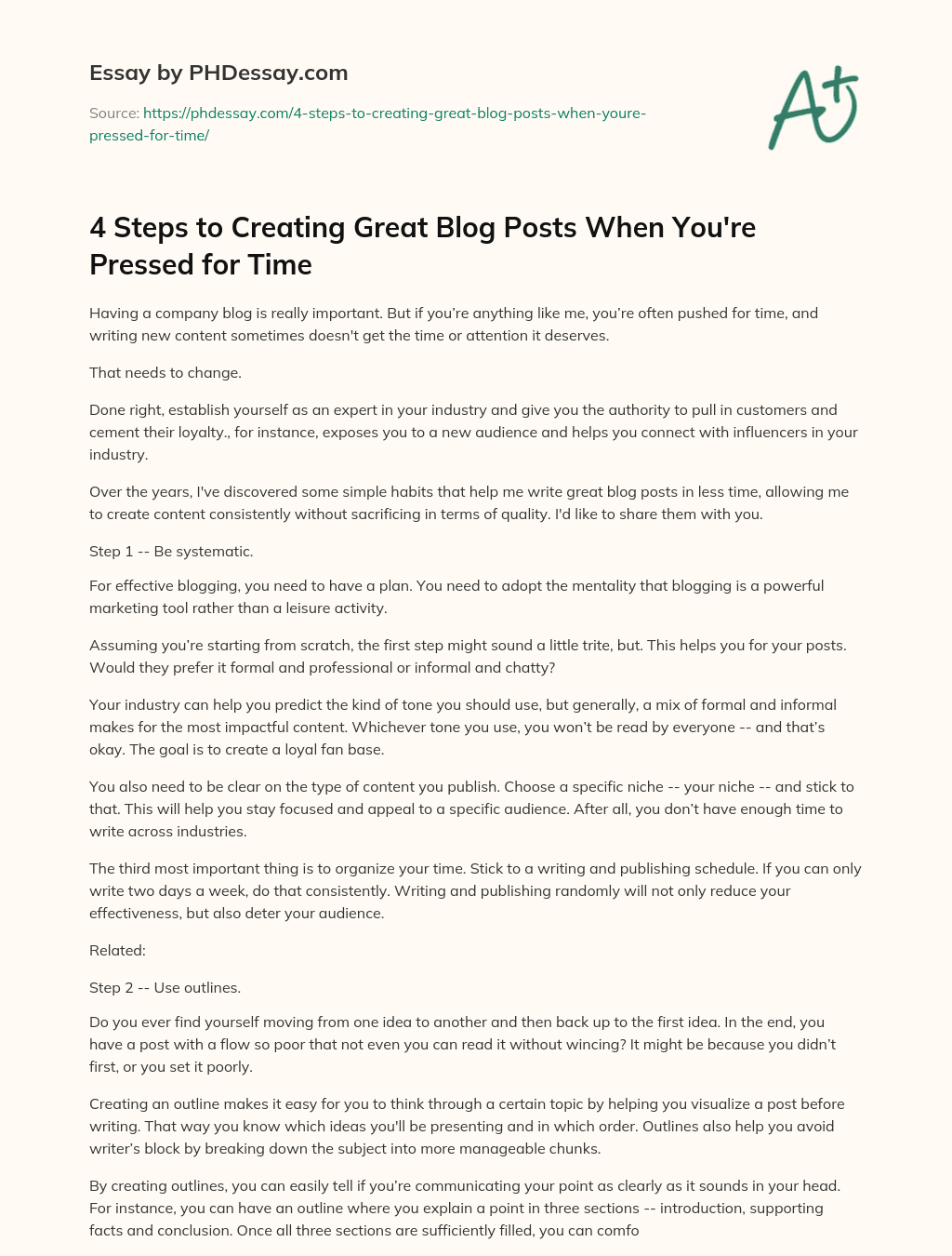 4 Steps to Creating Great Blog Posts When You’re Pressed for Time essay