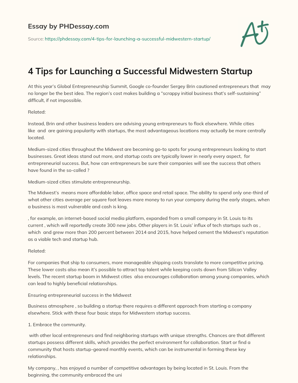 4 Tips for Launching a Successful Midwestern Startup essay