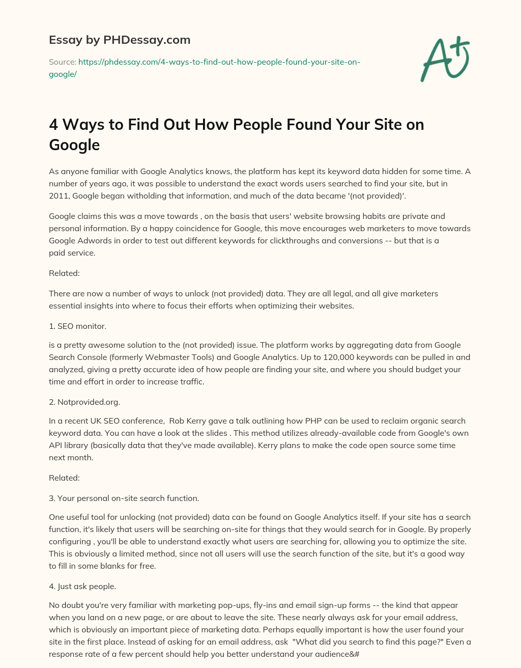 4 Ways to Find Out How People Found Your Site on Google essay