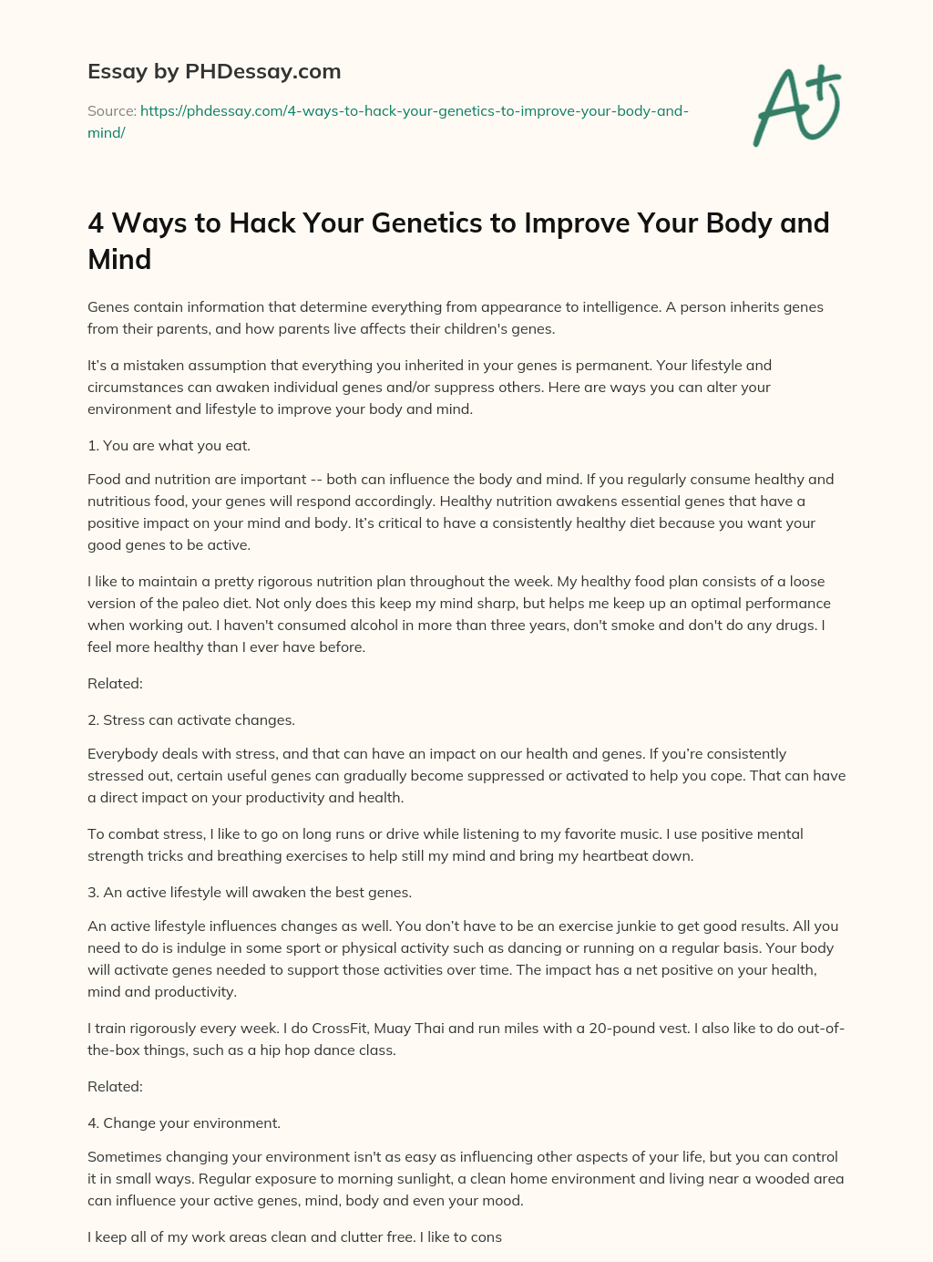 4 Ways to Hack Your Genetics to Improve Your Body and Mind essay