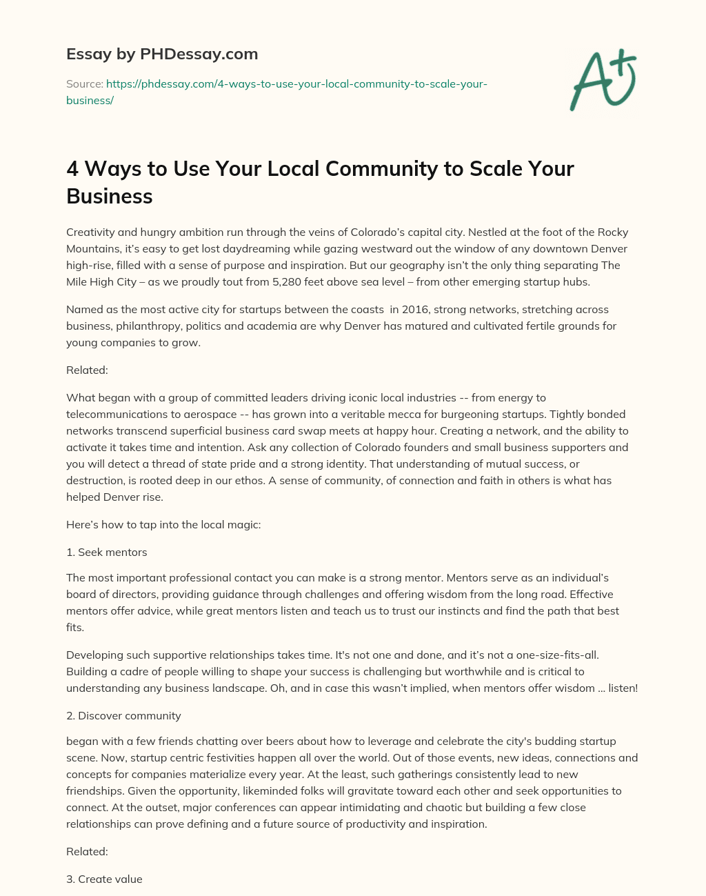 4 Ways to Use Your Local Community to Scale Your Business essay
