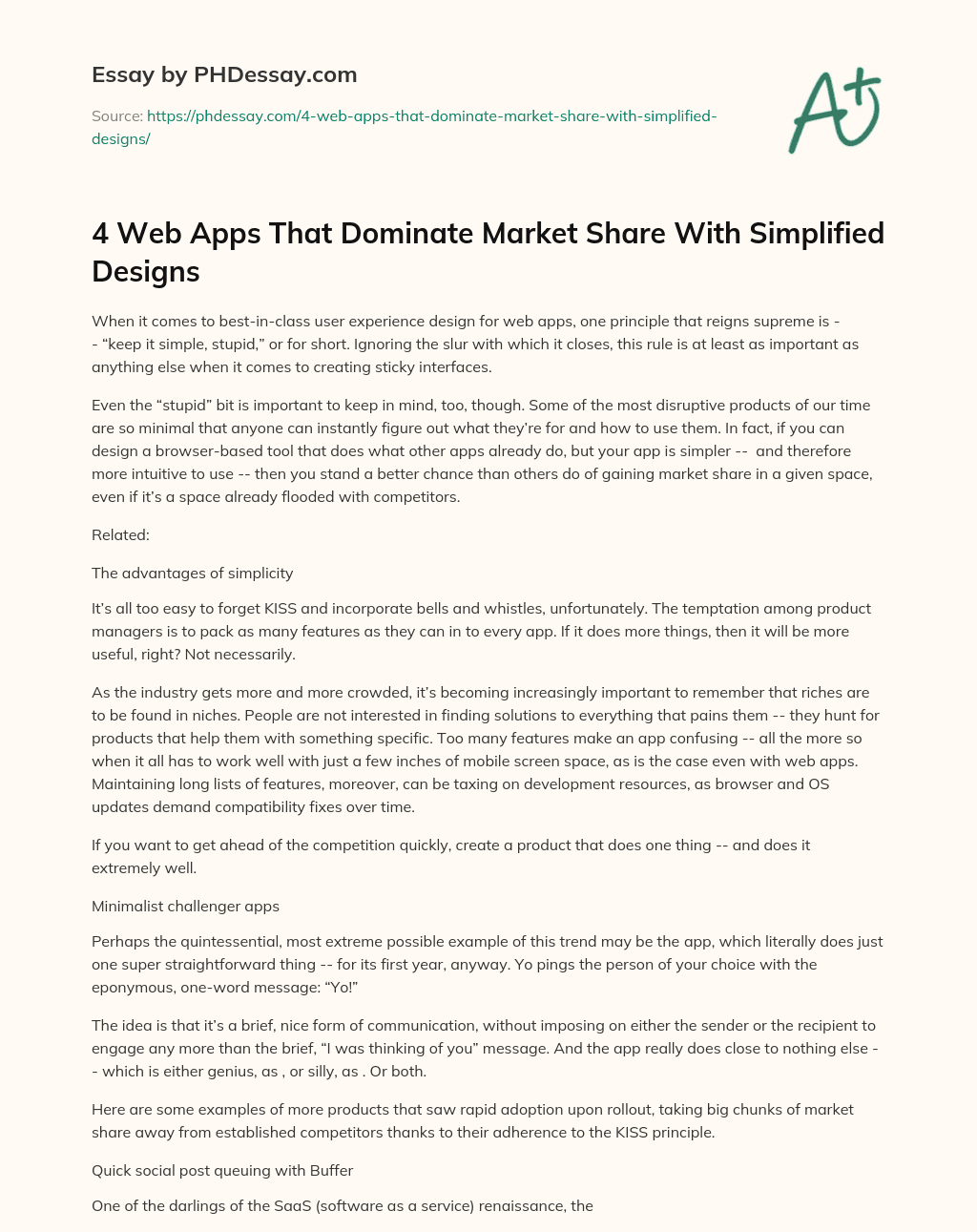 4 Web Apps That Dominate Market Share With Simplified Designs essay