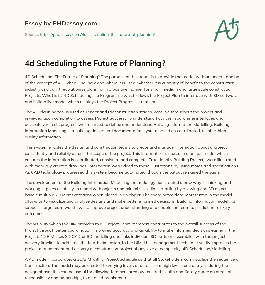 4d Scheduling the Future of Planning? essay