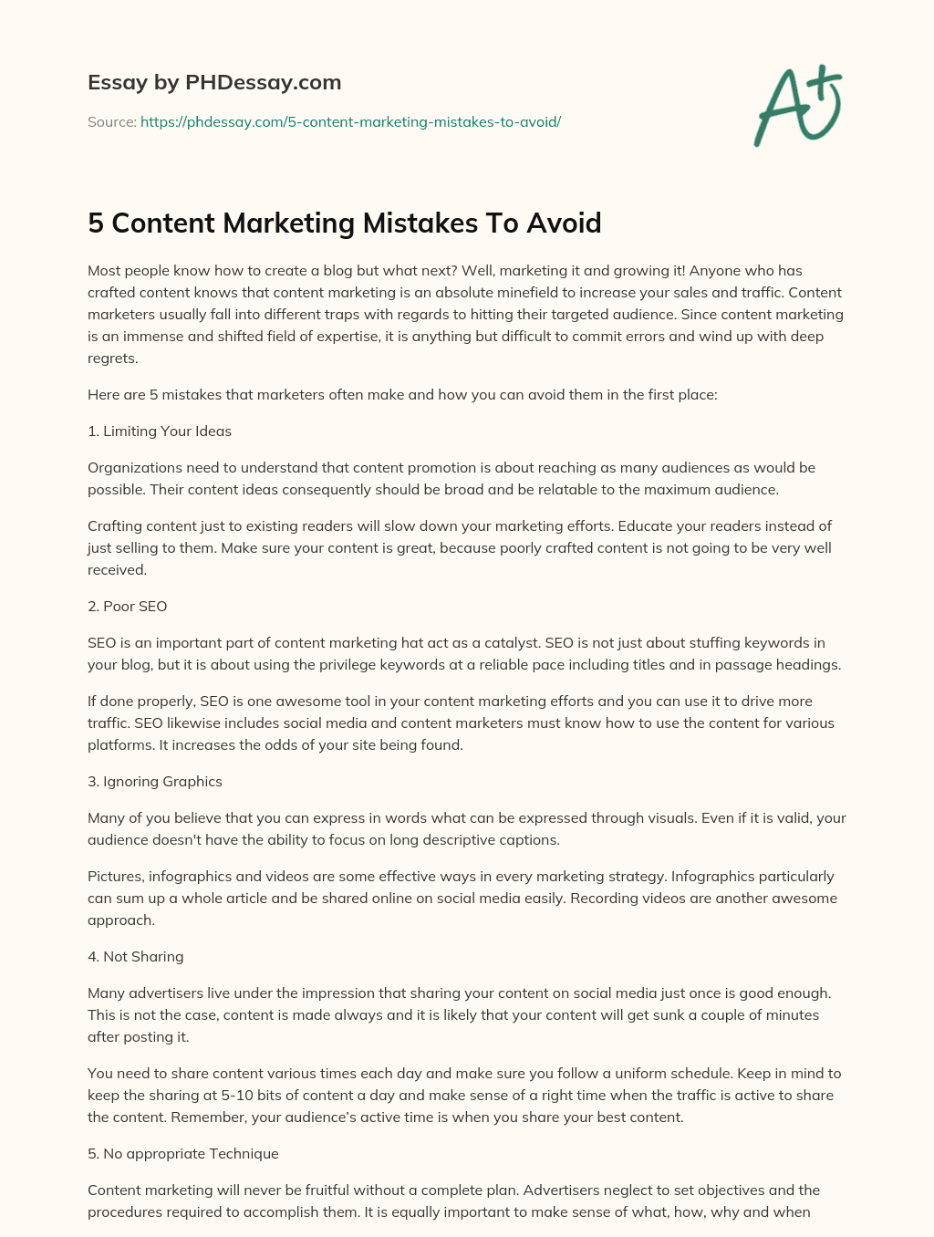 5 Content Marketing Mistakes To Avoid essay