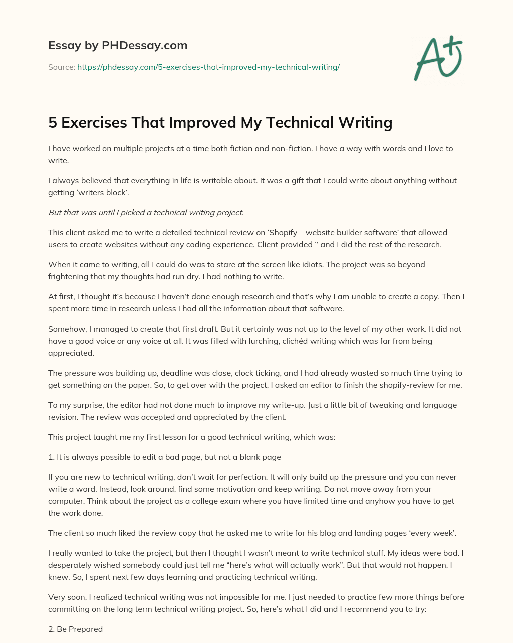 5 Exercises That Improved My Technical Writing essay