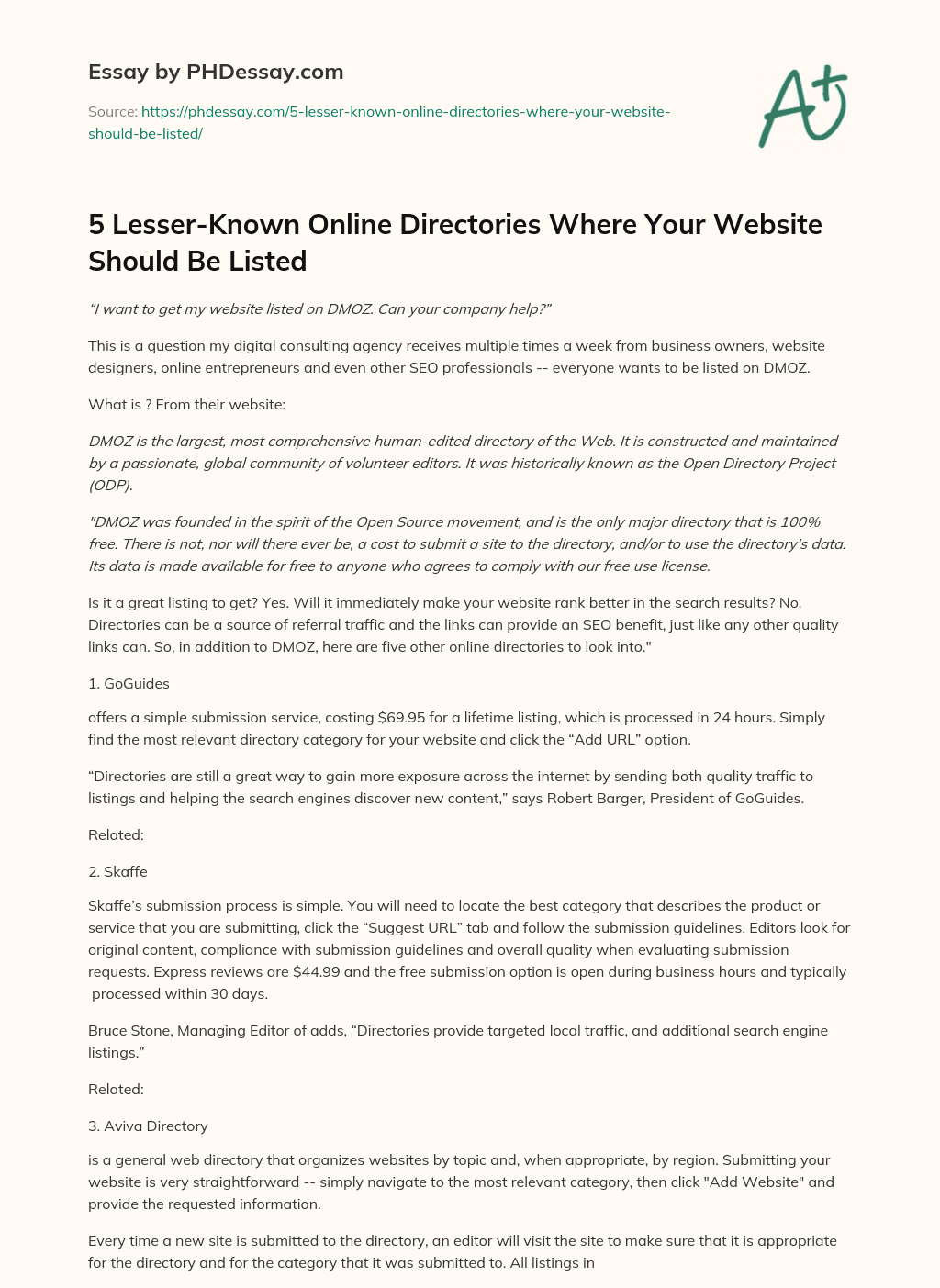 5 Lesser-Known Online Directories Where Your Website Should Be Listed essay
