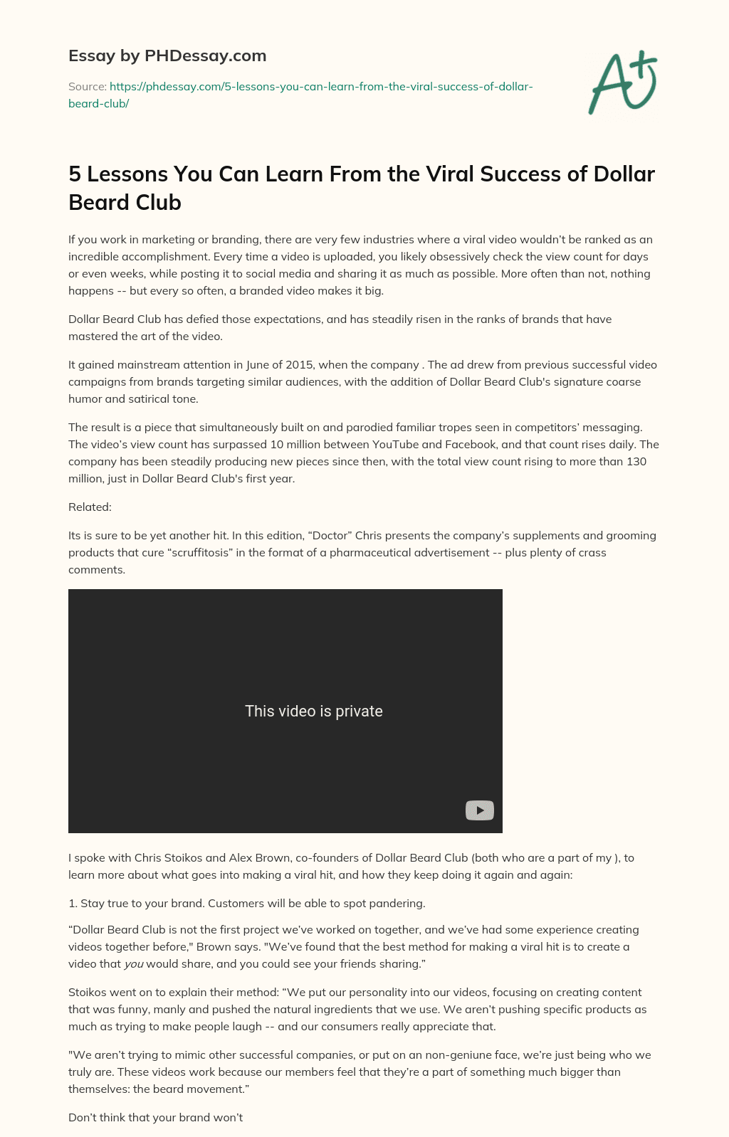 5 Lessons You Can Learn From the Viral Success of Dollar Beard Club essay