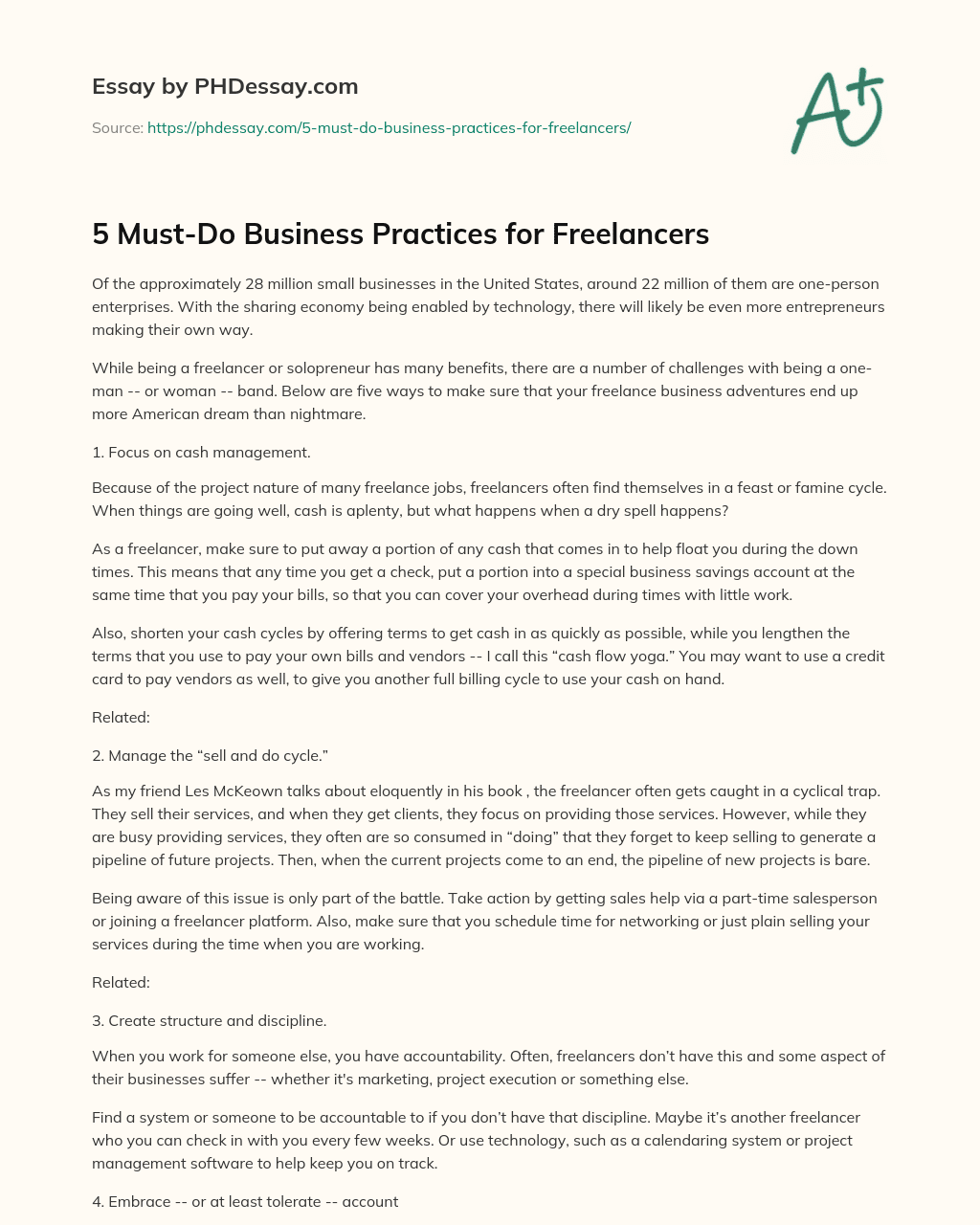 5 Must-Do Business Practices for Freelancers essay
