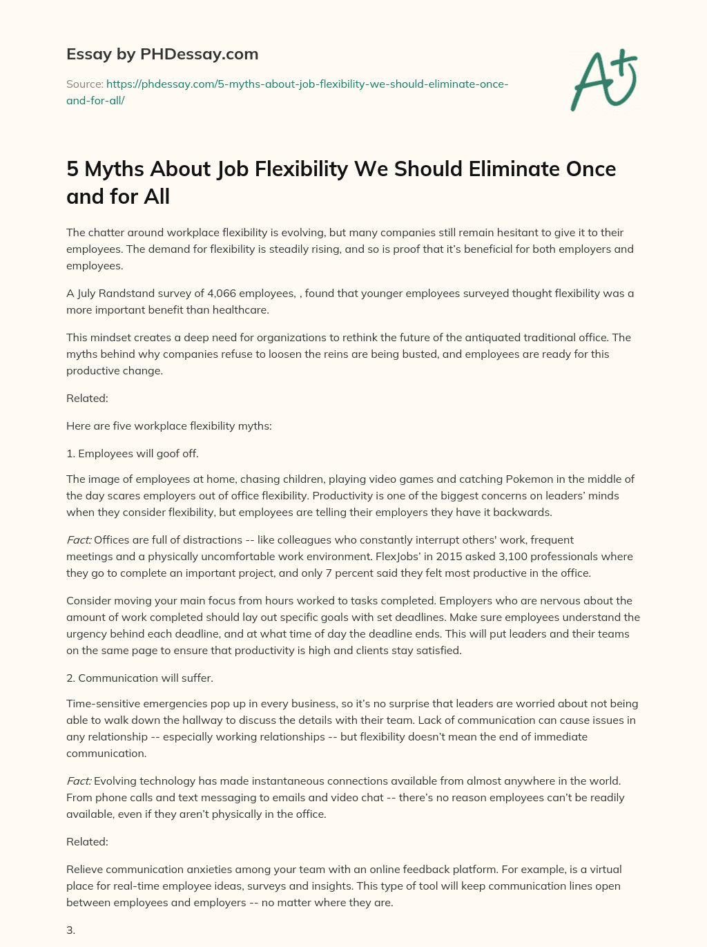 5 Myths About Job Flexibility We Should Eliminate Once and for All essay